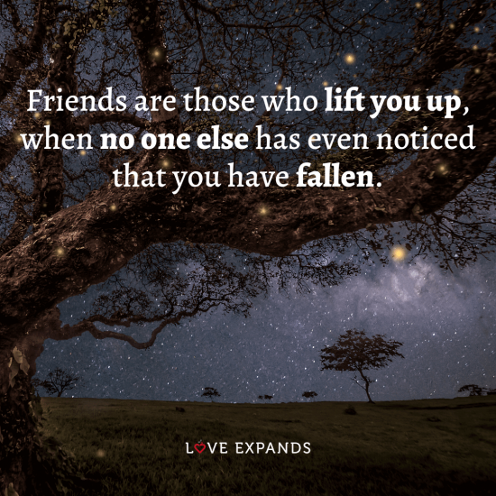Friendship and life picture quotes: "Friends are those who lift you up when no one else has even noticed that you have fallen."
